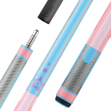 Poison Candy Sugar Pool Cue with Carbon Fiber Shaft - Pink/Light Blue - No Wrap