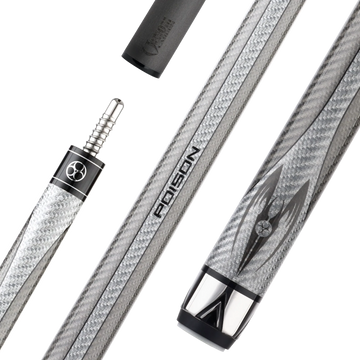 Poison Maelith Pool Cue with Carbon Fiber Shaft - Dark/Light Gray - No Wrap