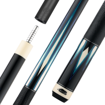 Predator Limited True Splice 16 Pool Cue - Ebony with Blue/Teal Points - Leather Wrap