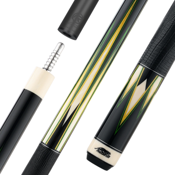 Predator Limited True Splice 16 Pool Cue - Ebony with Green/Yellow Points - Leather Wrap