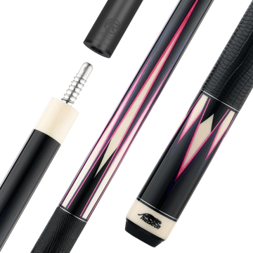 Predator Limited True Splice 16 Pool Cue - Ebony with Purple/Pink Points - Leather Wrap