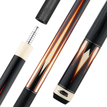 Predator Limited True Splice 16 Pool Cue - Ebony with Red/Orange Points - Leather Wrap